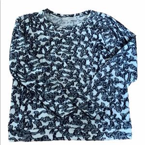 Loft Blue and White Coral Pattern Long Sleeve Crew Neck Sweater Size Medium